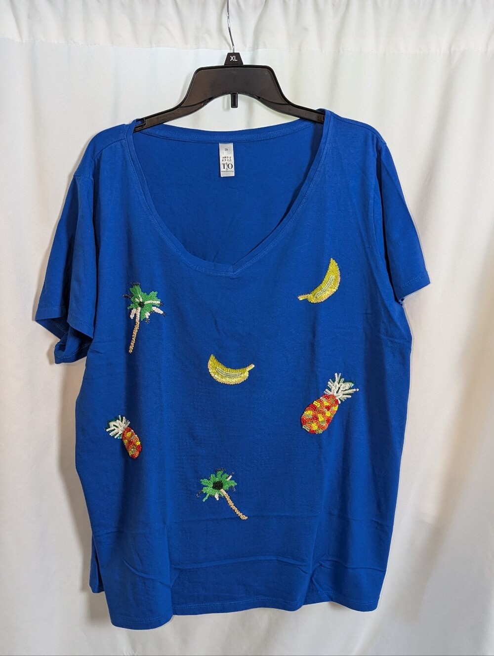 Thomas & Olivia Beaded And Sequin Tropical Themed T-shirt